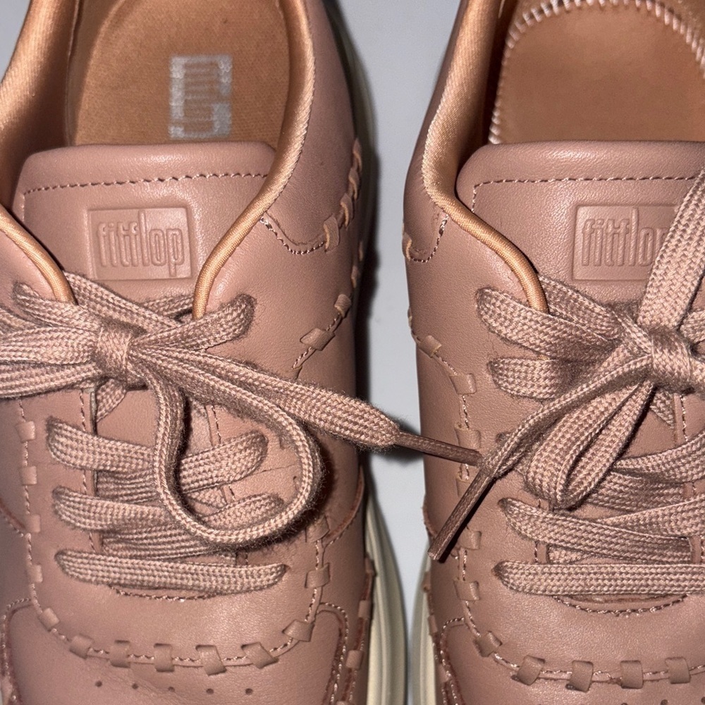 Fitflop Taupe Leather Lace-Up Sneakers - Picture 4 of 7